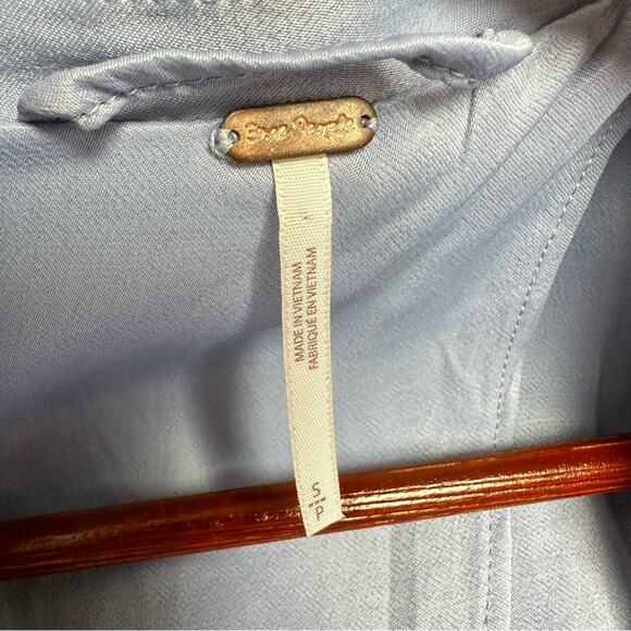 Free People Blazer Sz Small Frilled Cuff Lavender Satin Smooth Jacket  Romantic - Picture 14 of 15